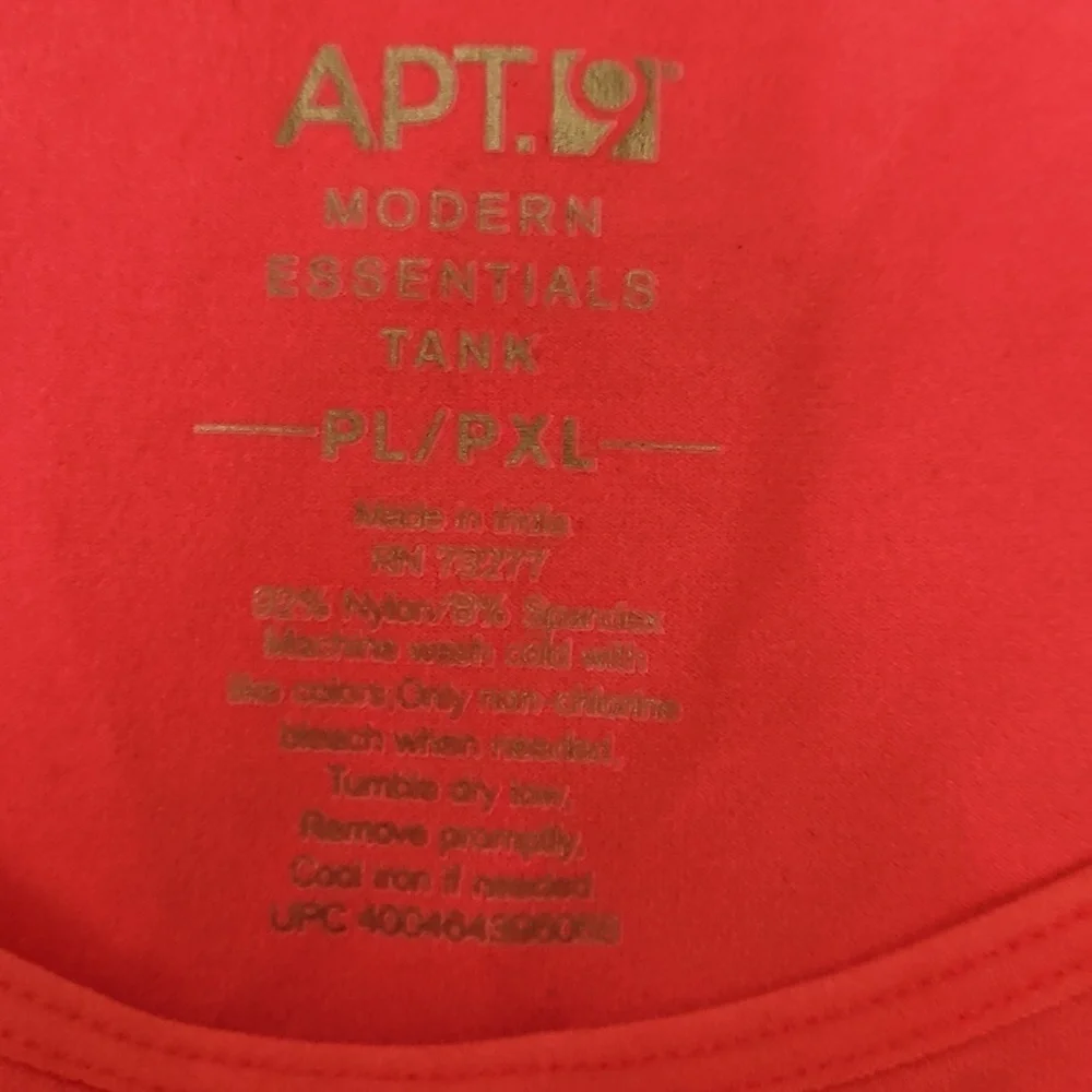 Apt. 9 Coral Red Tank Top, Stretchy, Light, Scoop Neck, Size PXL, NWOT